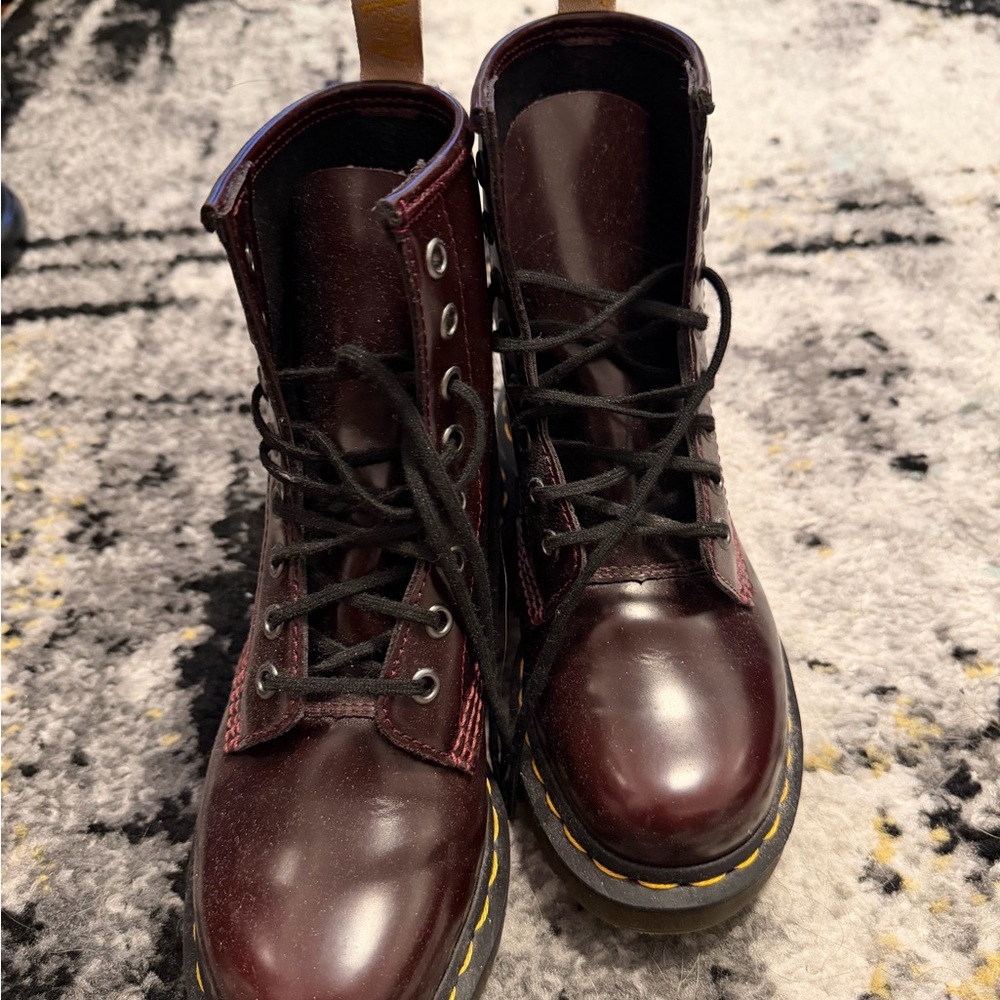 Burgundy Lace-Up Boots